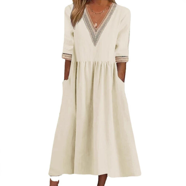 Lynda - Lace Collar Mid-Length Dress